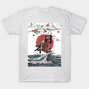 Japan koi fish fly waves T-Shirt